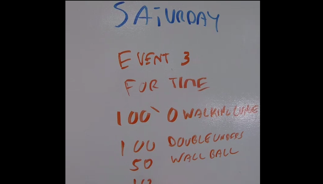Dave Castro revealing Event 3 of the 2017 CrossFit Regionals via whiteboard