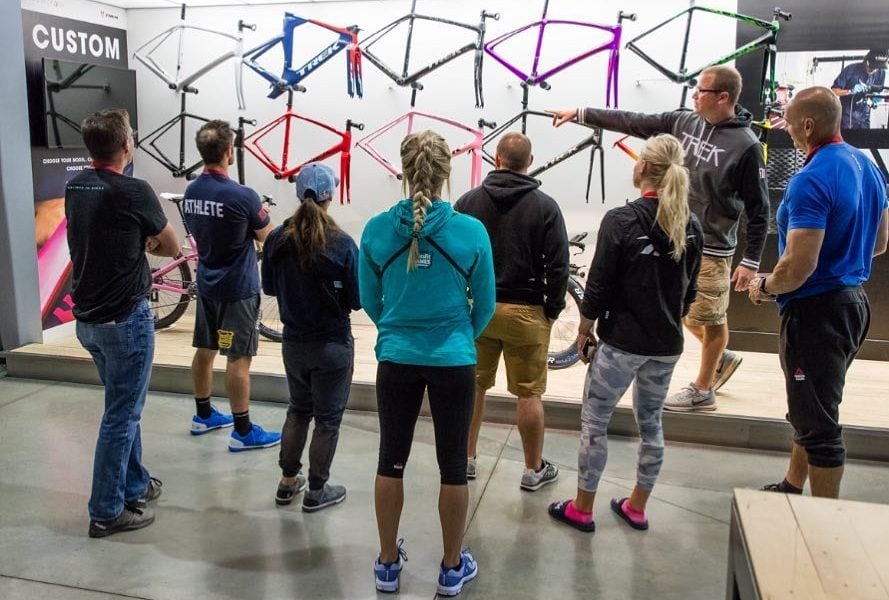 CrossFit athletes visit Trek Bicycle HQ. @hinshaw363/Instagram