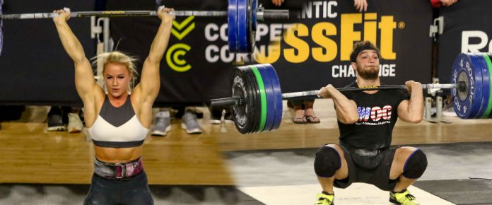 speeglemoorad-macc2019 Dani Speegle and Will Moorad during Event 2 of the 2019 Mid-Atlantic CrossFit Challenge. Photo by @athleteseyephotography