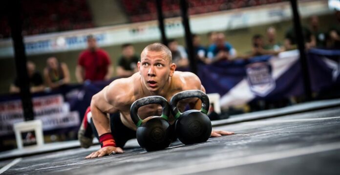 romankhrennikov-frenchthrowdown Roman Khrennikov competing at the 2019 CrossFit French Throwdown. Photo courtesy of @wodandpix/Instagram